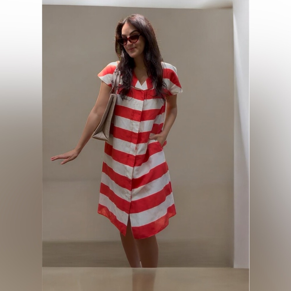 Armani Collezioni Striped Linen Dress